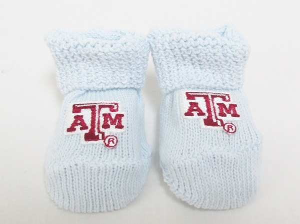 Texas A&M Aggie Branded Blue Newborn Baby Booties<br>(Click on picture for FULL DETAILS)